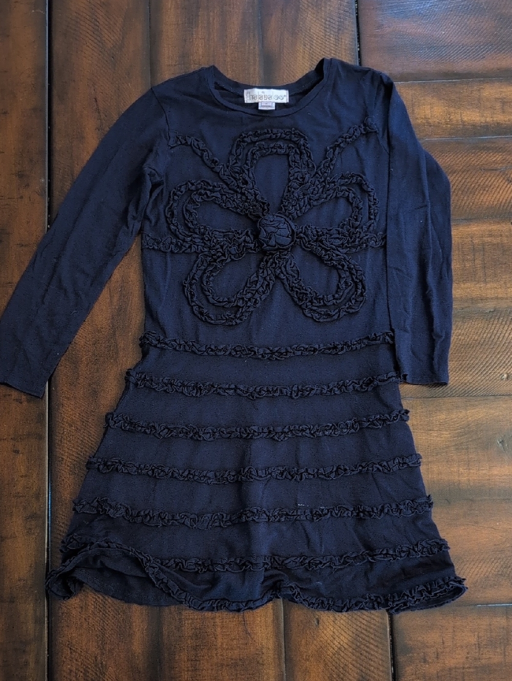 Navy Blue Ruffle Flower Dress for Girls Size 6
